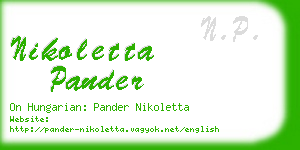 nikoletta pander business card
